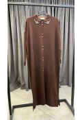 JOLİE TAŞLI MERSERİZE HIRKA KAHVE