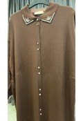 JOLİE TAŞLI MERSERİZE HIRKA KAHVE
