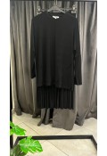 ORTADAN DİKİŞLİ ETEKLİ TAKIM SİYAH