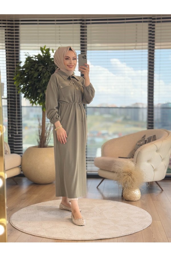 BASİC ELBİSE YEŞİL
