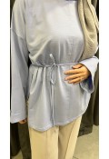 DİKİŞ DETAYLI YIRTMAÇLI TUNİK BEBE MAVİ
