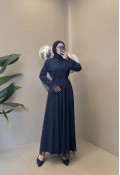 TAŞLI ELBİSE LACİVERT