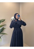 TAŞLI ELBİSE LACİVERT