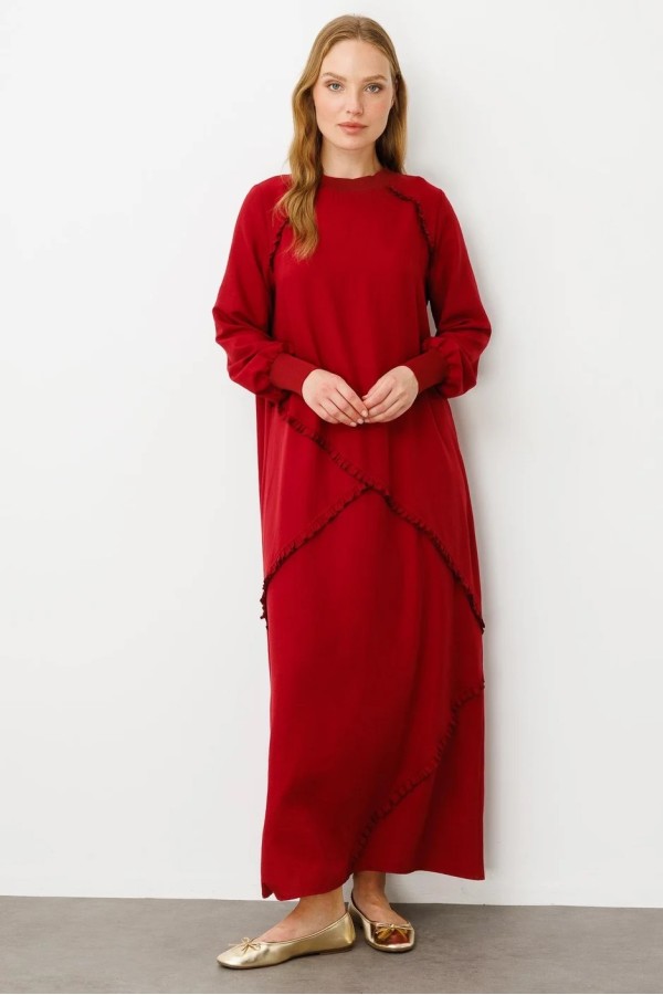 RİBANA ELBİSE bordo