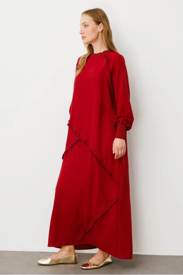RİBANA ELBİSE bordo