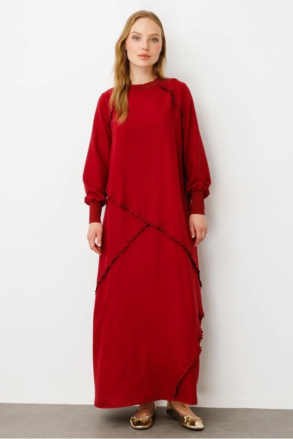 RİBANA ELBİSE bordo