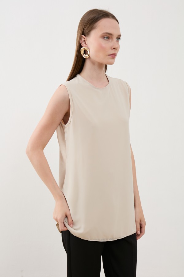 SIFIR KOL ÖNÜ ŞİFON İÇLİK KISA MODEL TAŞ